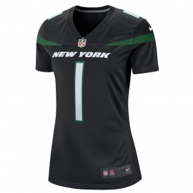 Camiseta  Mujer New York Jets Zach Wilson 1 Nike Negro 2021 NFL Draft
